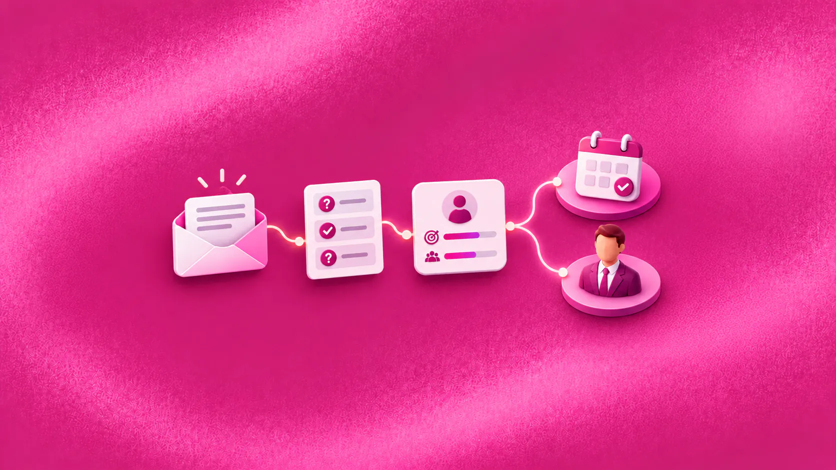 An incoming enquiry moves through qualification to either a confirmed meeting or an assigned sales owner.