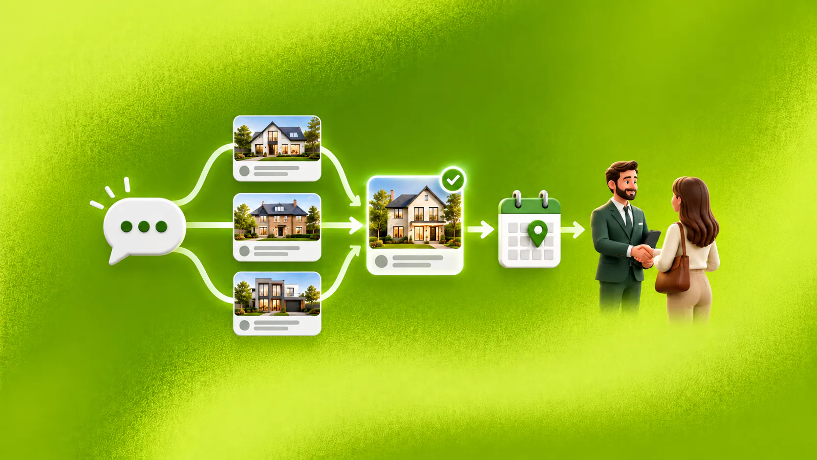 Property enquiry narrowing a shortlist to one home and a scheduled viewing with an agent